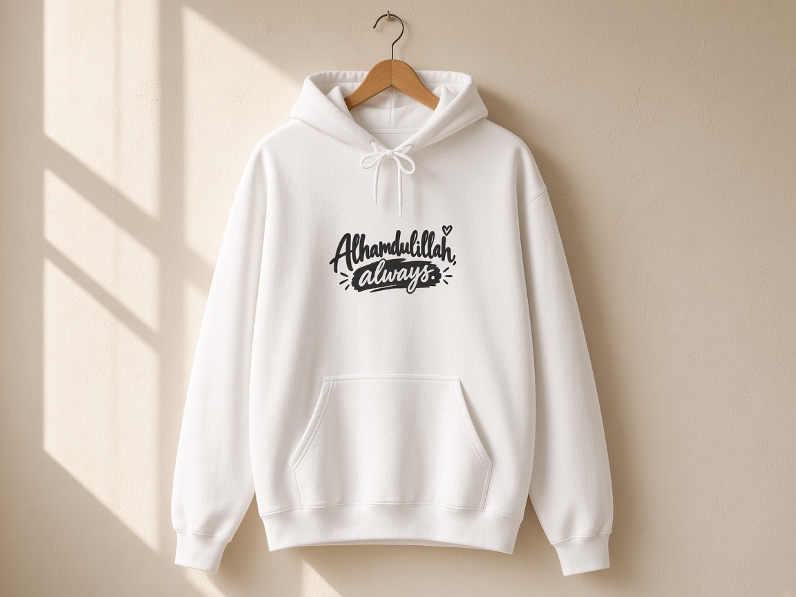 Alhamdulillah Always, SABR, and Salaam hoodies from Written