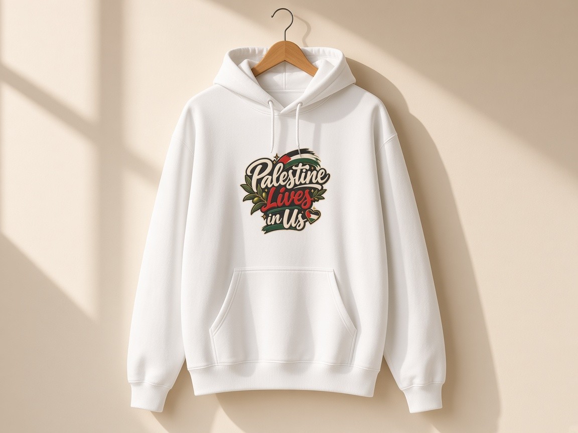 Free Palestine tee, Palestine Lives in Us hoodie, and Hope flag tee from Written